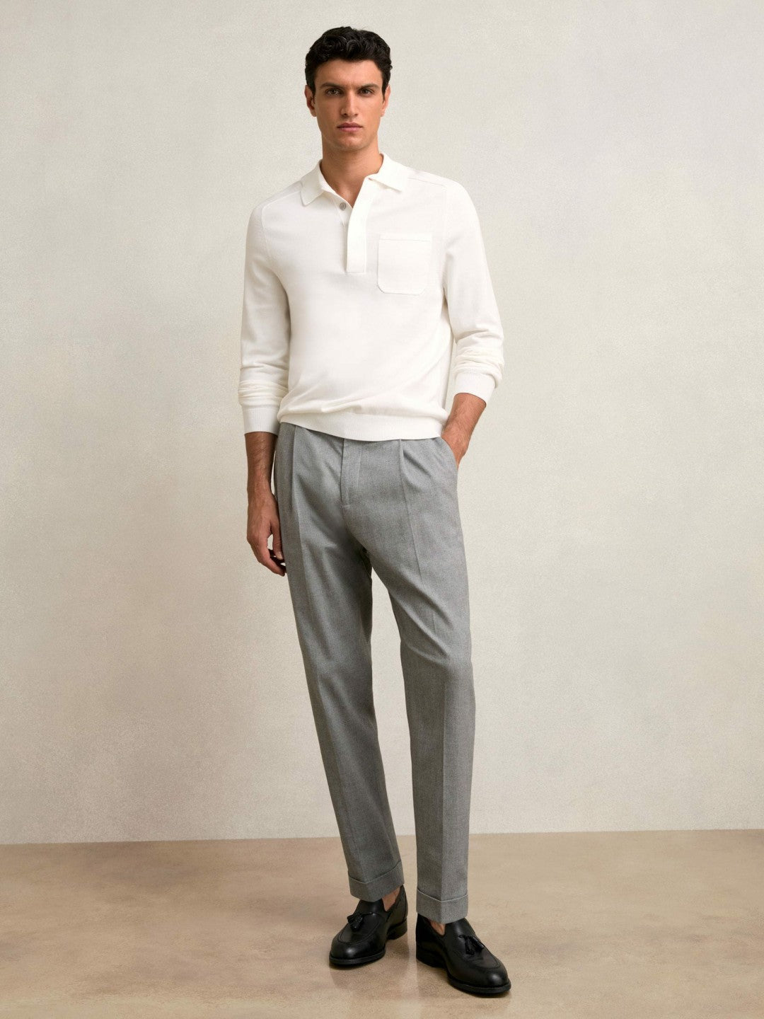 Reiss Featured - Cotton Concealed Placket Polo Shirt in White