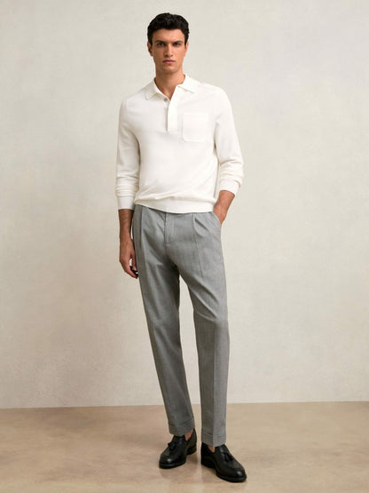 Reiss Featured - Cotton Concealed Placket Polo Shirt in White