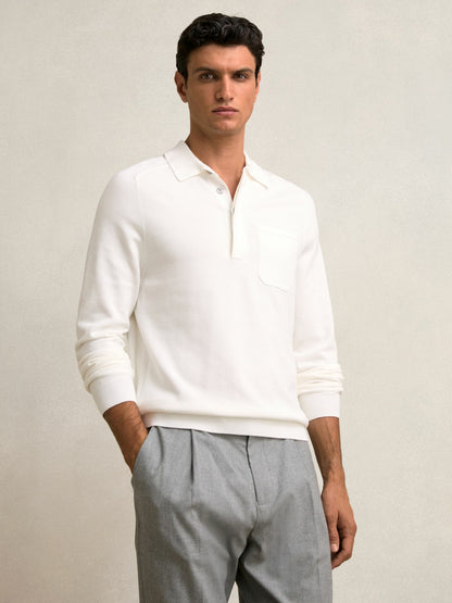 Reiss Featured - Cotton Concealed Placket Polo Shirt in White