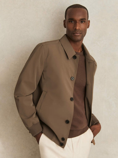 Reiss Sale - Technical Button Through Jacket in Chestnut Brown