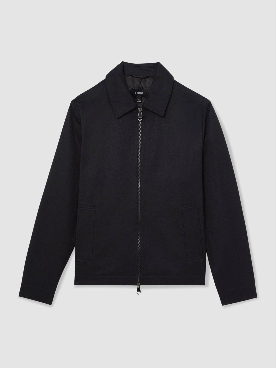 Reiss Affordable - Lyocell-Cotton Zip-Through Twill Jacket in Navy