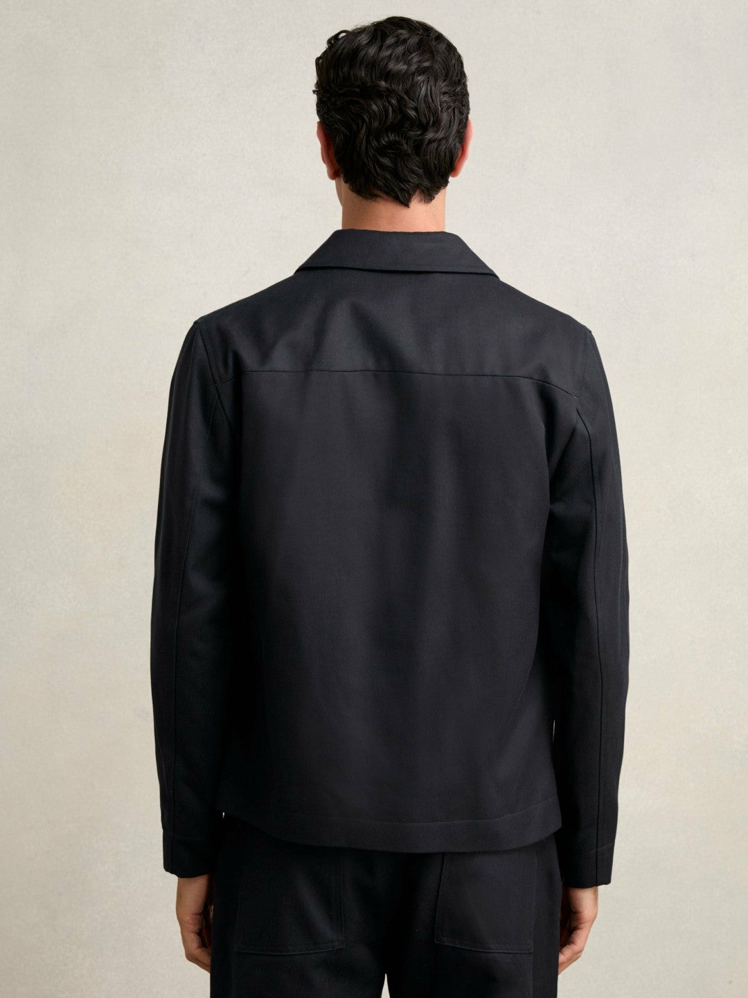 Reiss Affordable - Lyocell-Cotton Zip-Through Twill Jacket in Navy