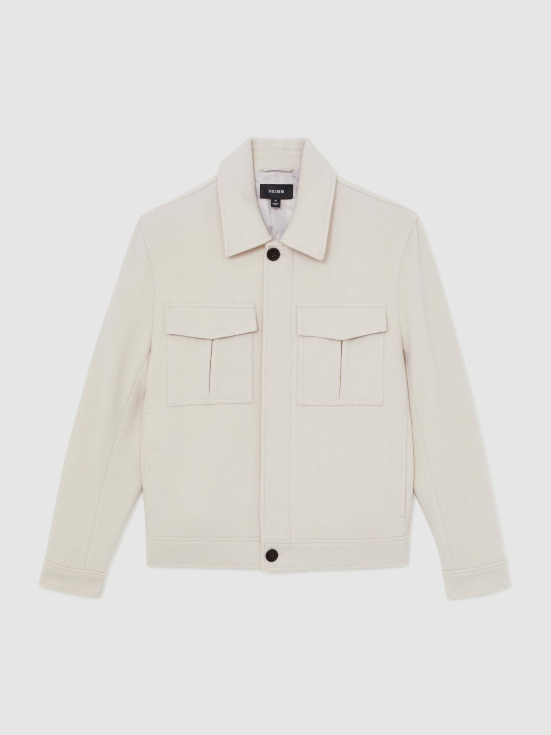 Reiss Featured - Wool Blend Twin Pocket Zipped Jacket in Ivory