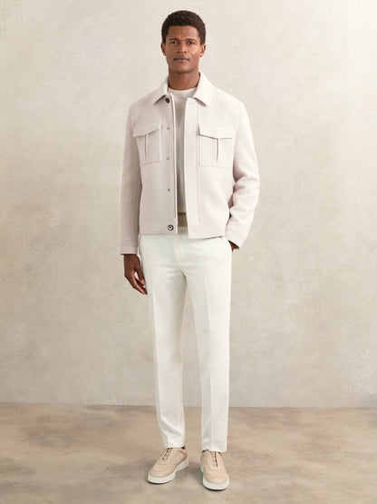 Reiss Featured - Wool Blend Twin Pocket Zipped Jacket in Ivory
