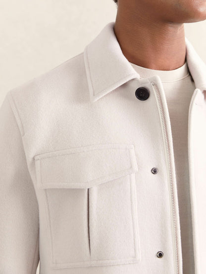 Reiss Featured - Wool Blend Twin Pocket Zipped Jacket in Ivory