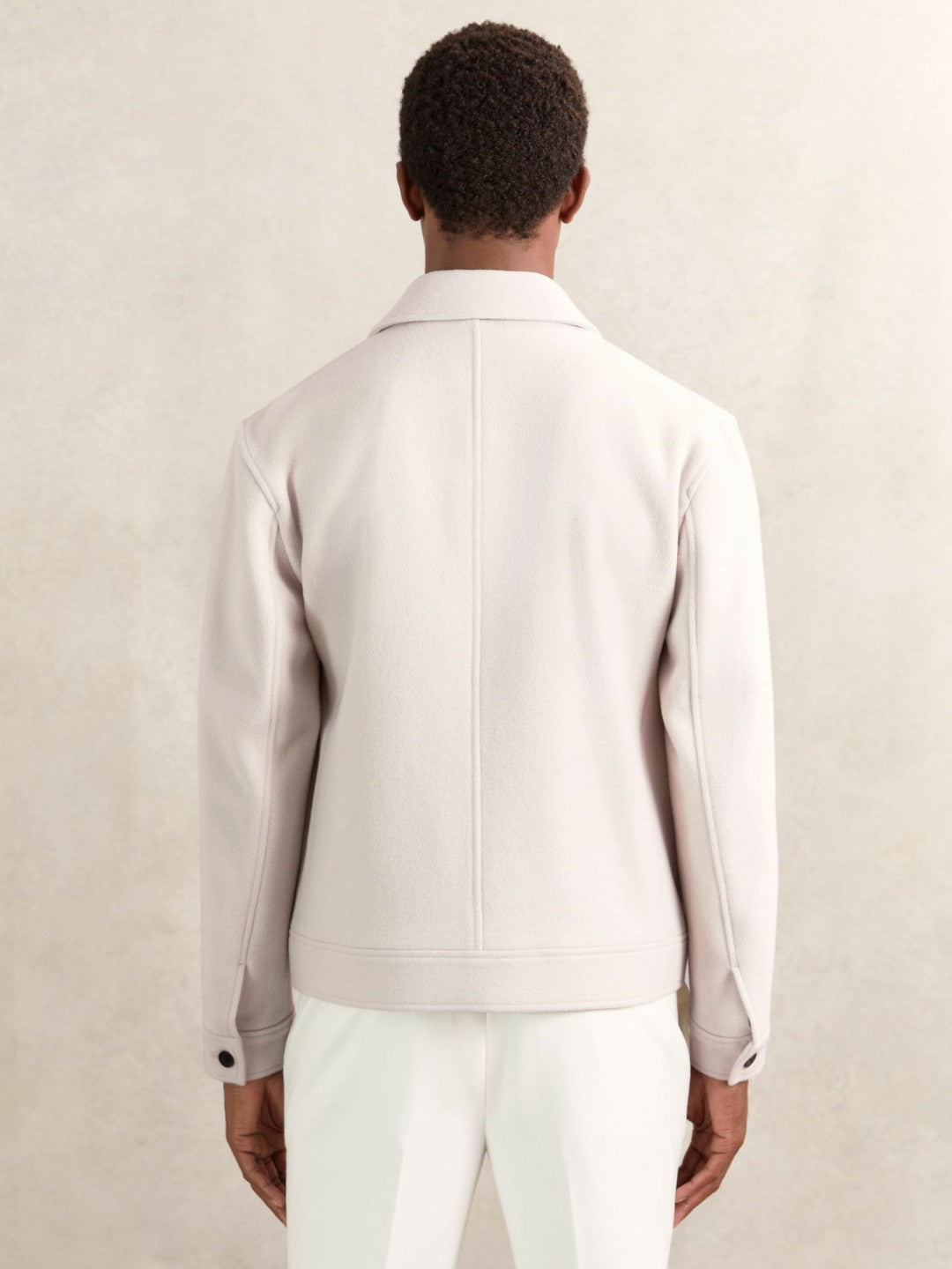 Reiss Featured - Wool Blend Twin Pocket Zipped Jacket in Ivory