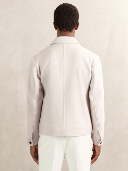 Reiss Featured - Wool Blend Twin Pocket Zipped Jacket in Ivory