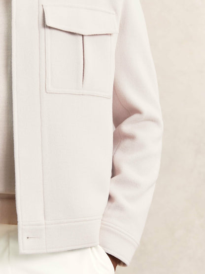 Reiss Featured - Wool Blend Twin Pocket Zipped Jacket in Ivory