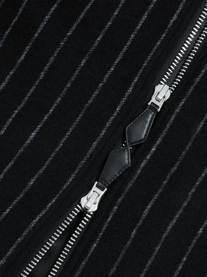 Reiss Affordable - Wool-Blend Chalk-Stripe Bomber Jacket in Navy