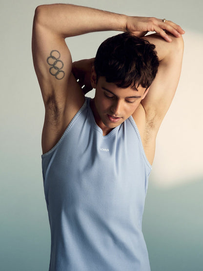 Reiss Savings - | Tom Daley Cotton Lover Vest with Stretch in Soft Blue
