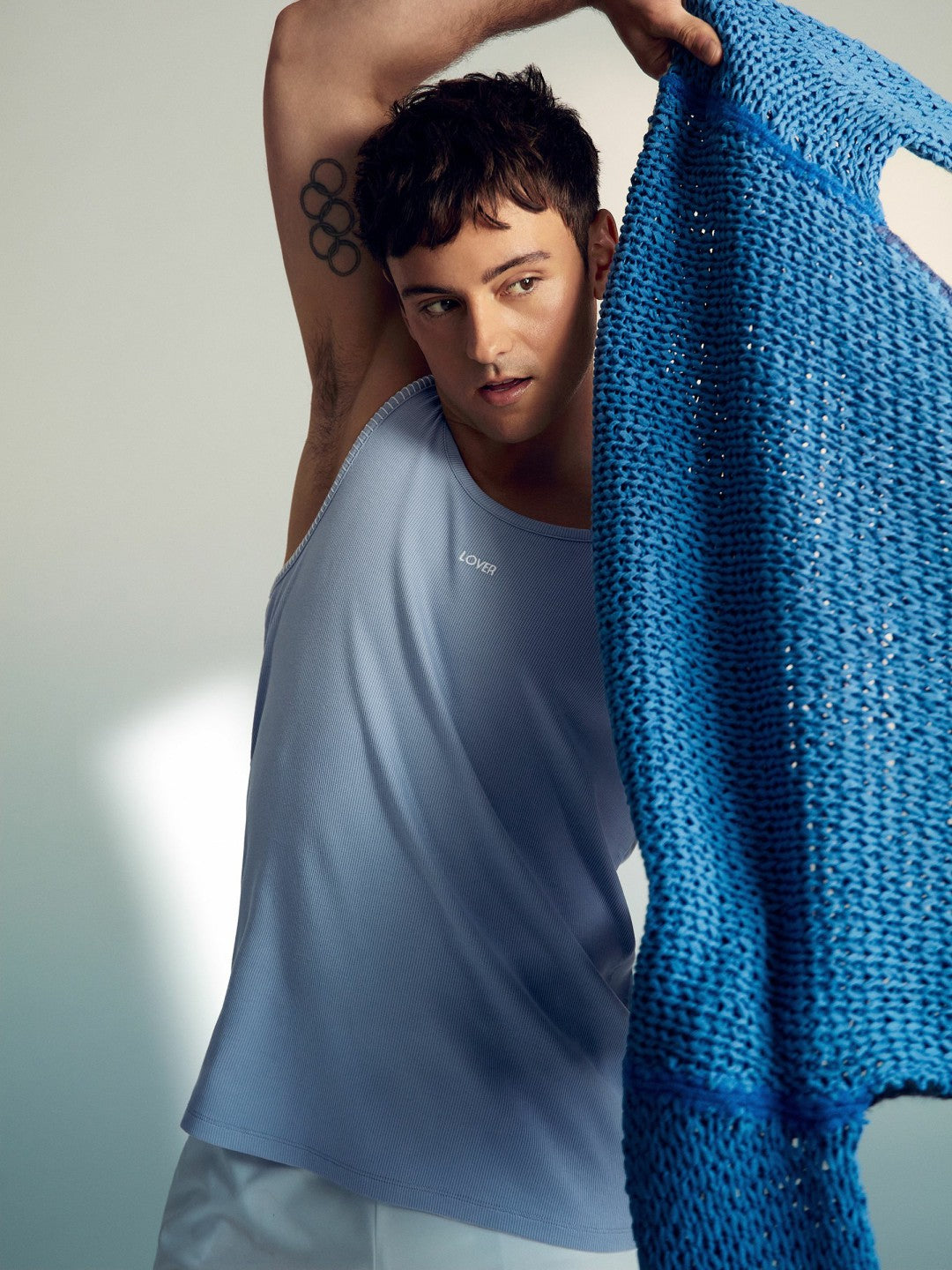 Reiss Savings - | Tom Daley Cotton Lover Vest with Stretch in Soft Blue