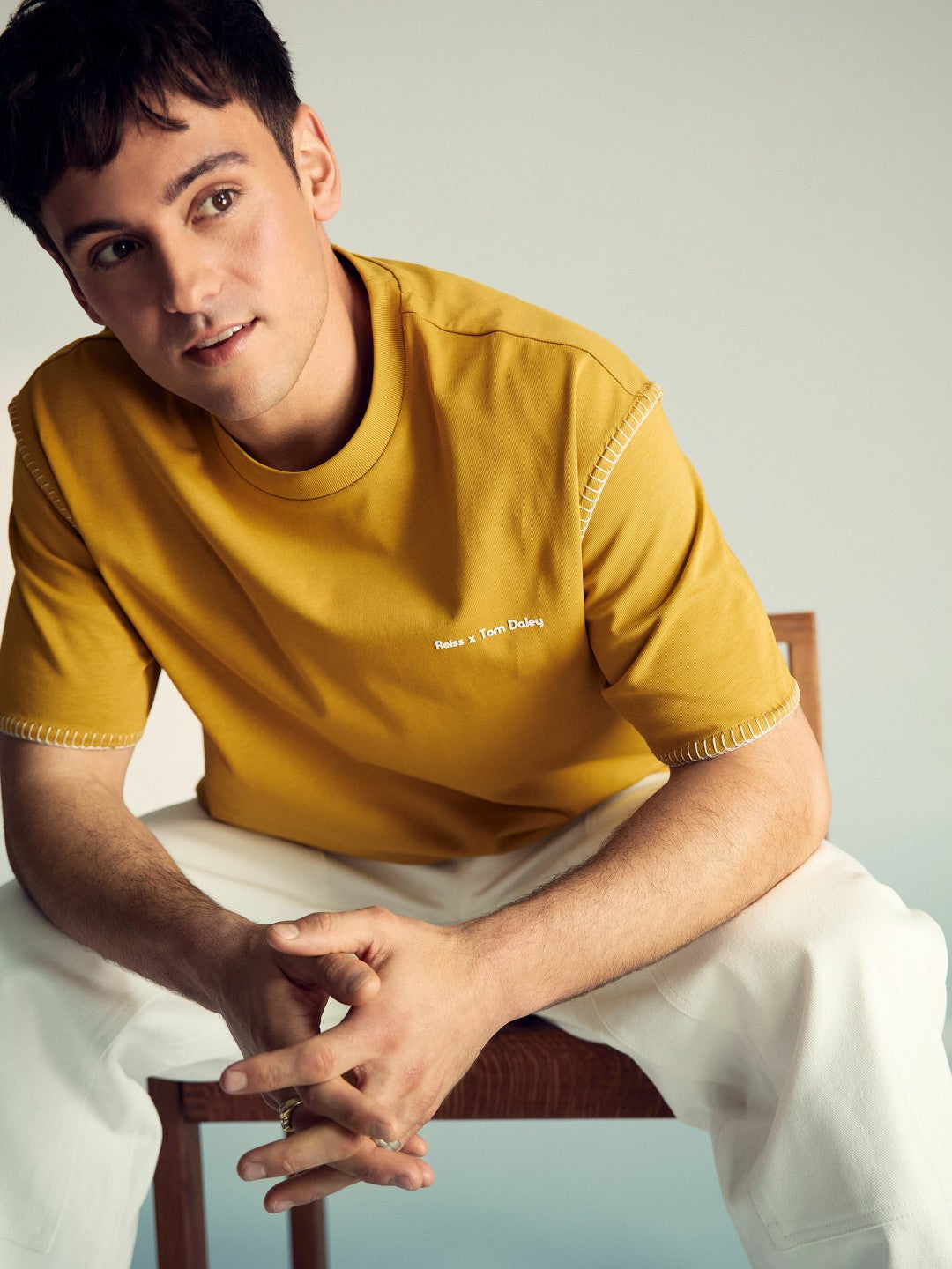 Reiss Popular Choice - | Tom Daley Graphic-Print T-Shirt in Yellow