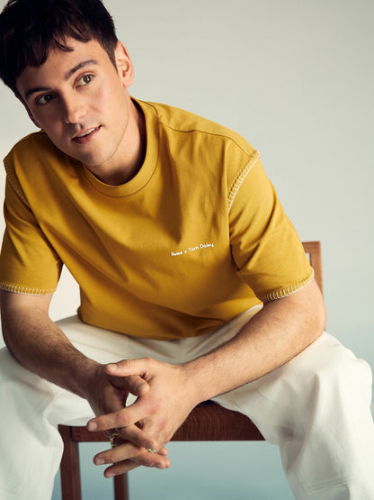 Reiss Popular Choice - | Tom Daley Graphic-Print T-Shirt in Yellow