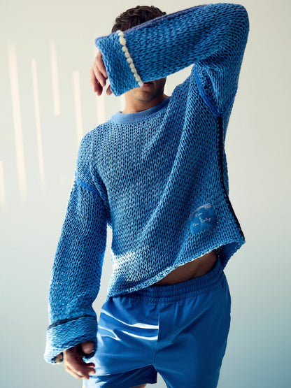 Reiss Best Seller - | Tom Daley Chunky Knit Jumper in Soft Blue