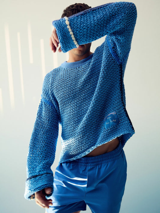 Reiss Best Seller - | Tom Daley Chunky Knit Jumper in Soft Blue