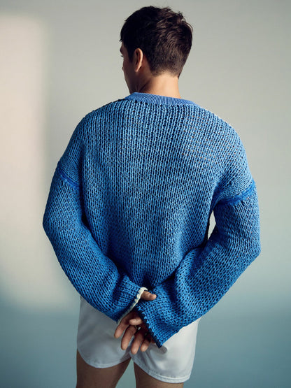 Reiss Best Seller - | Tom Daley Chunky Knit Jumper in Soft Blue