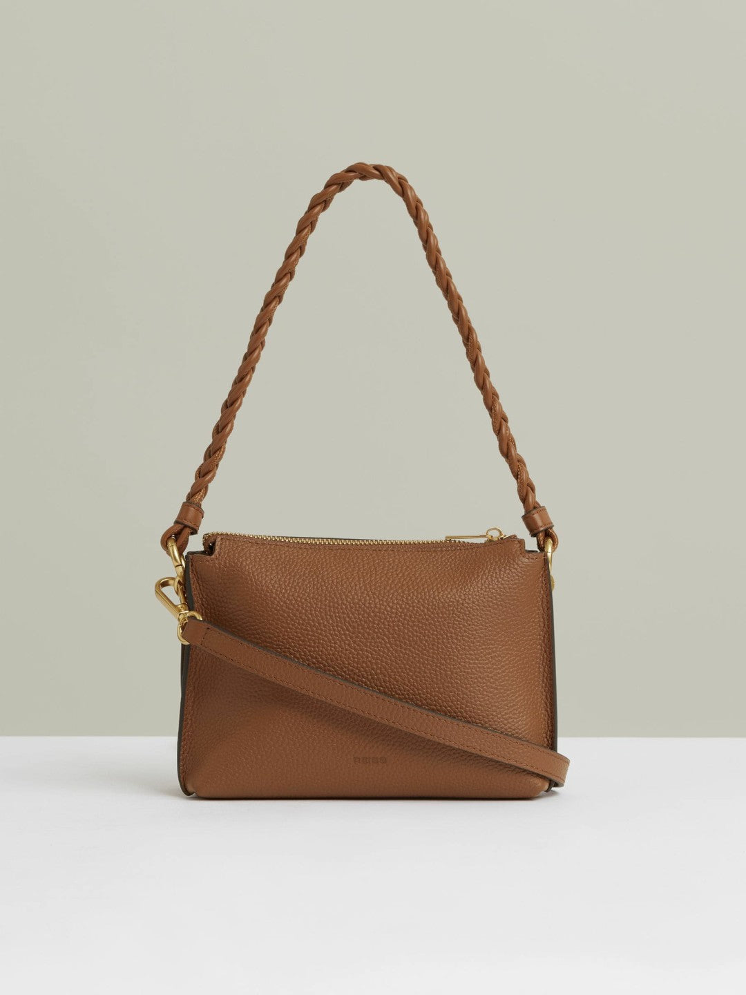 Reiss Offer - Suede Plaited-Strap Cross-Body Bag in Tan