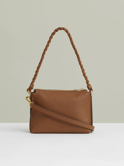 Reiss Offer - Suede Plaited-Strap Cross-Body Bag in Tan