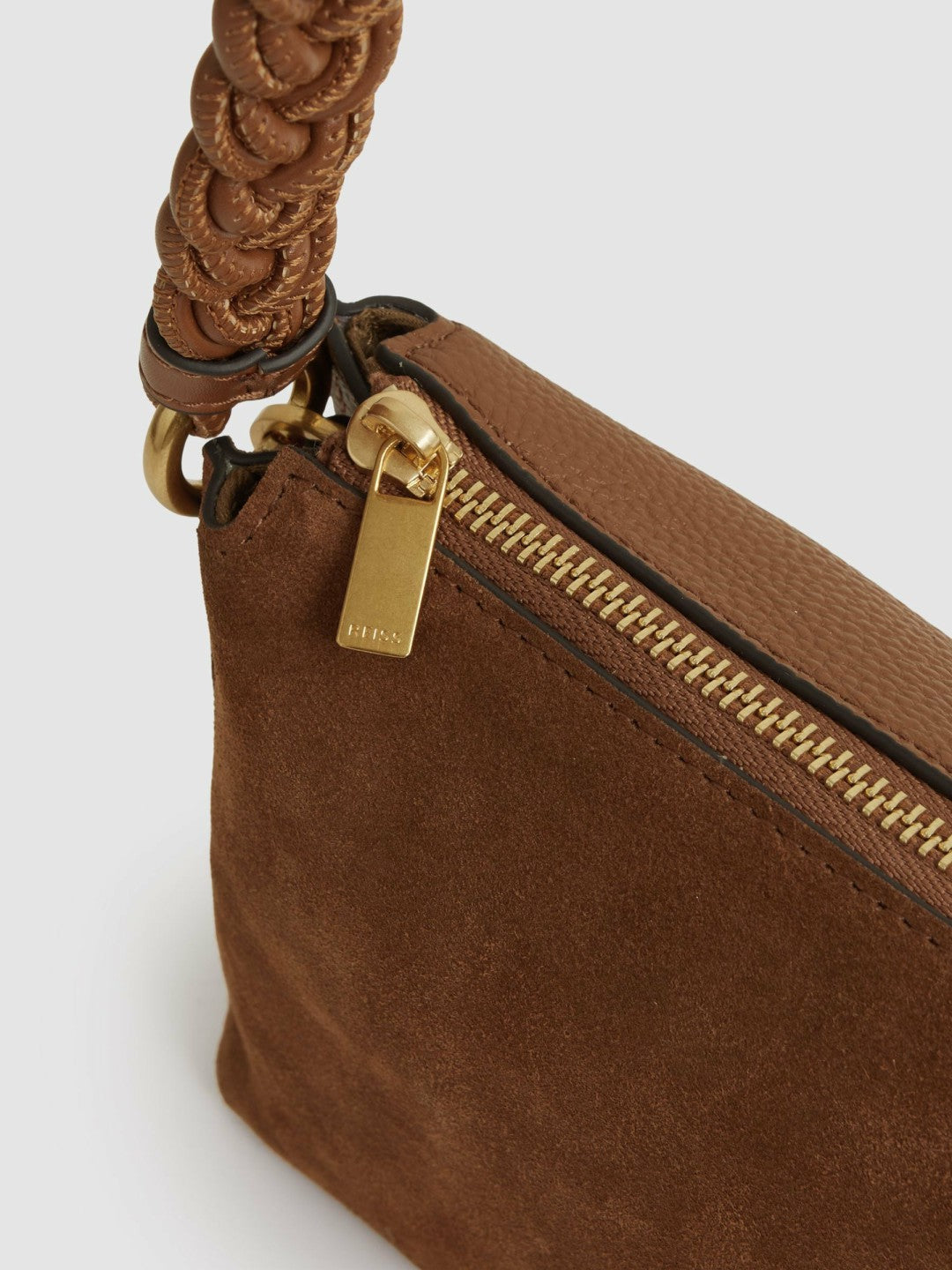 Reiss Offer - Suede Plaited-Strap Cross-Body Bag in Tan