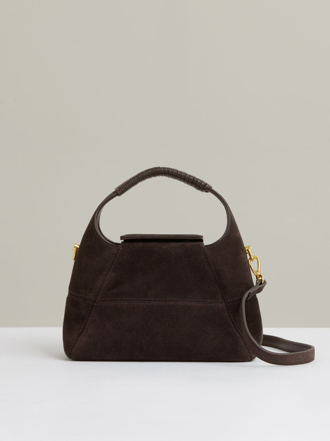 Reiss Value - Suede Shoulder Bag in Chocolate