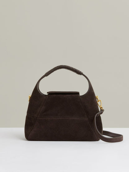Reiss Value - Suede Shoulder Bag in Chocolate