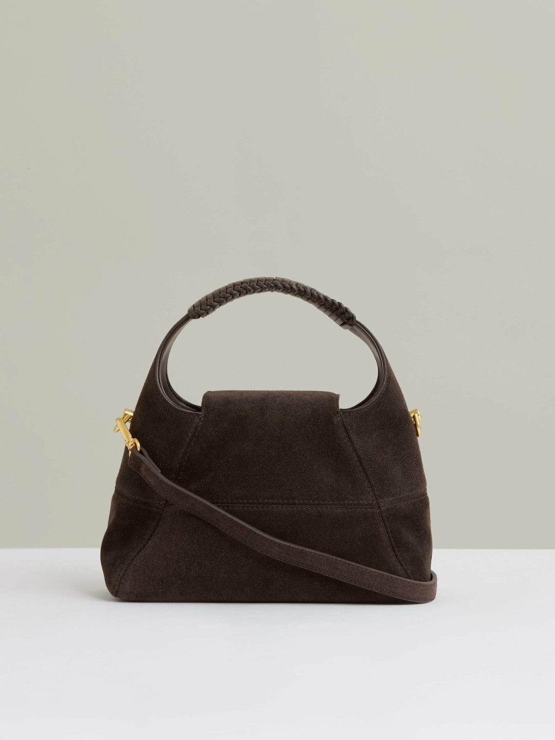 Reiss Value - Suede Shoulder Bag in Chocolate