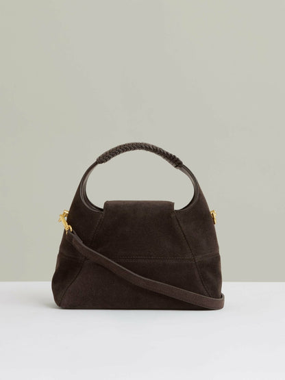 Reiss Value - Suede Shoulder Bag in Chocolate