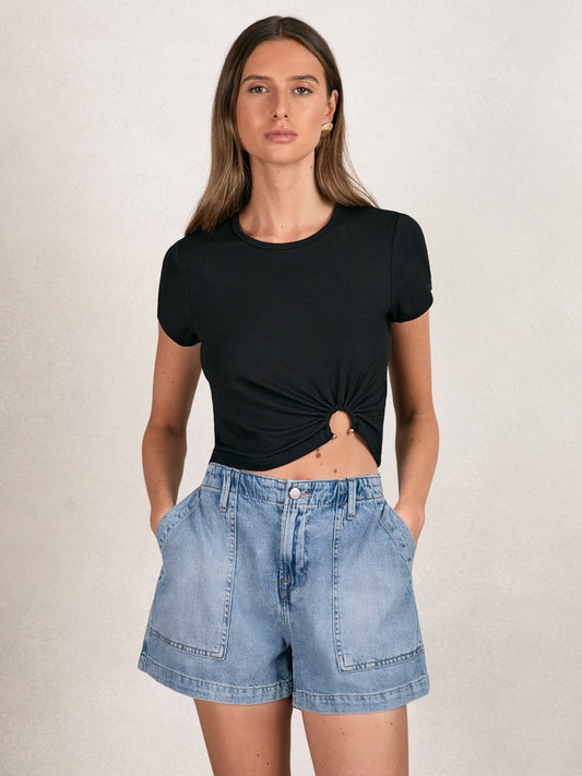 Reiss Sale - Good American Denim Shorts With Linen in Indigo Blue