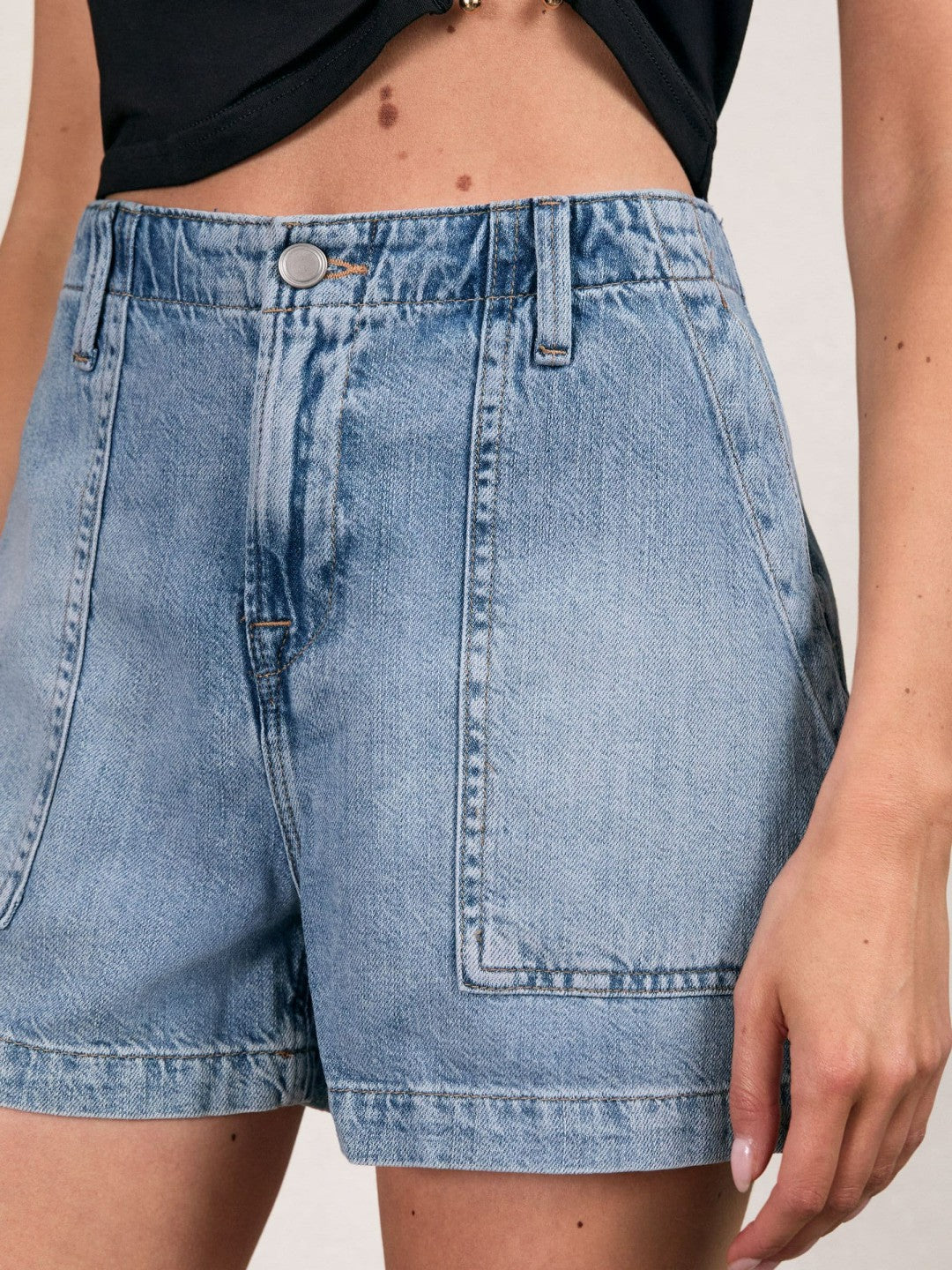 Reiss Sale - Good American Denim Shorts With Linen in Indigo Blue
