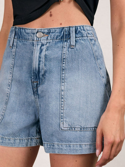 Reiss Sale - Good American Denim Shorts With Linen in Indigo Blue