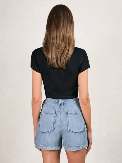 Reiss Sale - Good American Denim Shorts With Linen in Indigo Blue