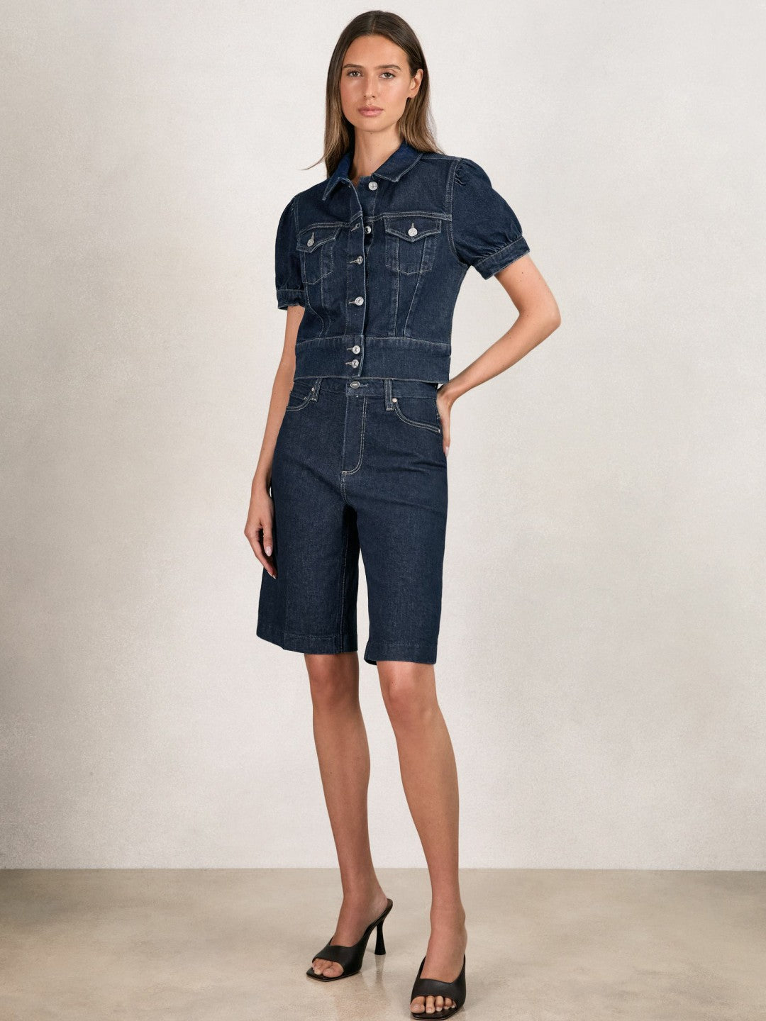 Reiss Offer - Paige Denim Bermuda Shorts in Navy