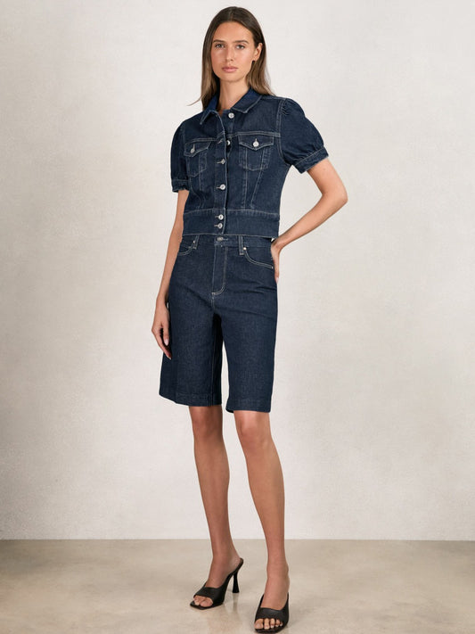 Reiss Offer - Paige Denim Bermuda Shorts in Navy