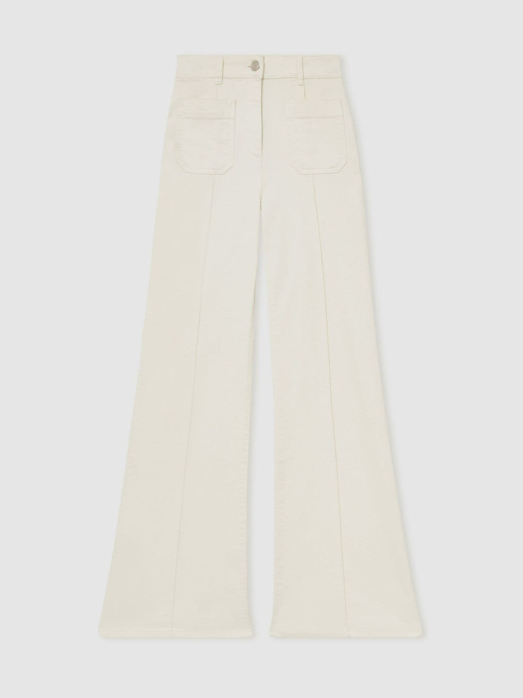 Reiss Deal - Petite Patch-Pocket Flared Jeans in Ecru