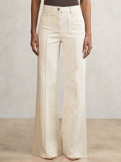 Reiss Deal - Petite Patch-Pocket Flared Jeans in Ecru