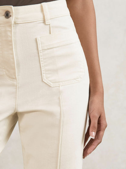 Reiss Deal - Petite Patch-Pocket Flared Jeans in Ecru