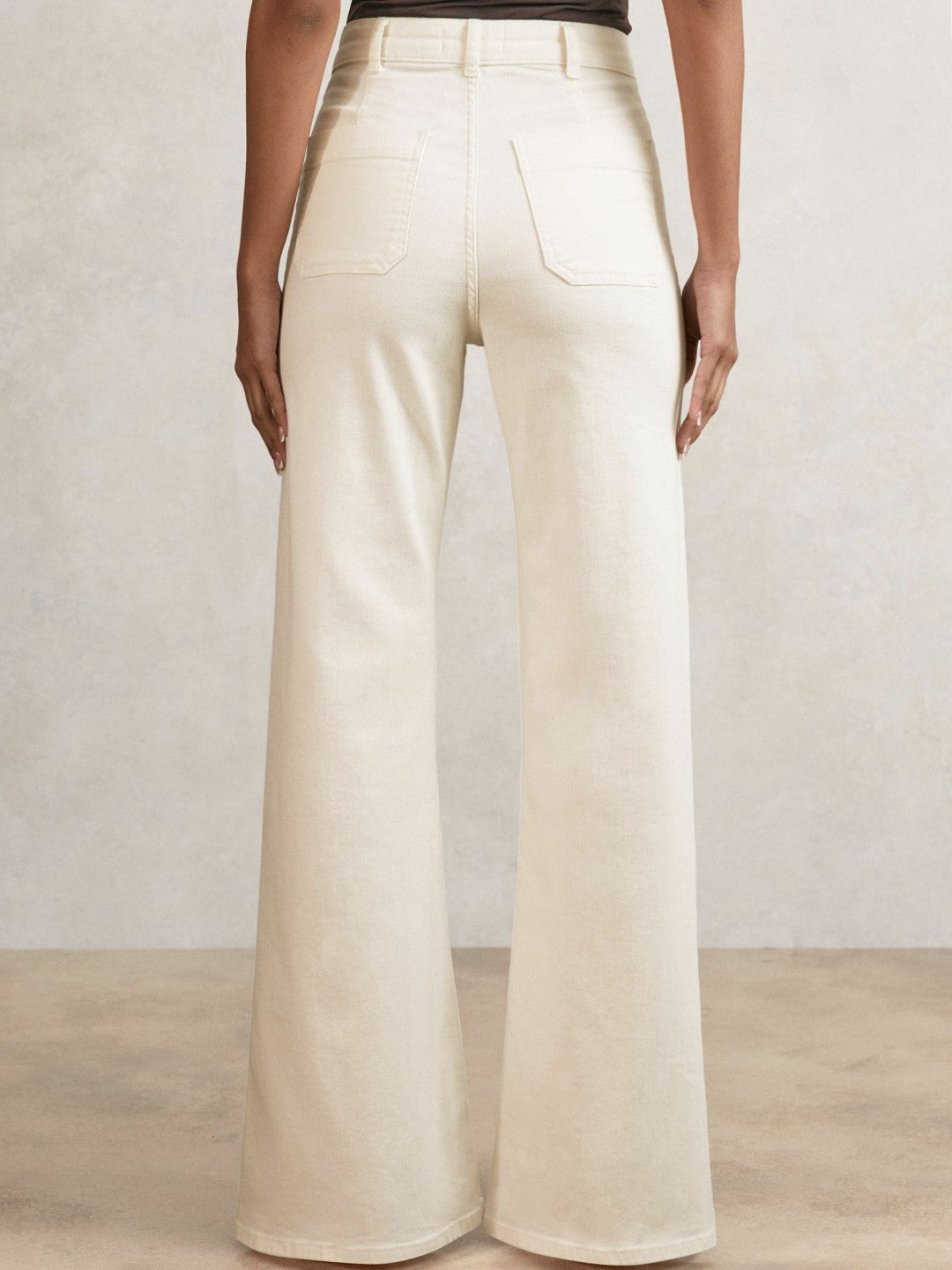 Reiss Deal - Petite Patch-Pocket Flared Jeans in Ecru