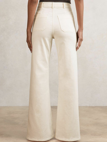 Reiss Deal - Petite Patch-Pocket Flared Jeans in Ecru