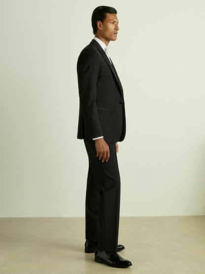 Reiss Deal - Wool-Blend Regular-Fit Tuxedo Trousers in Black