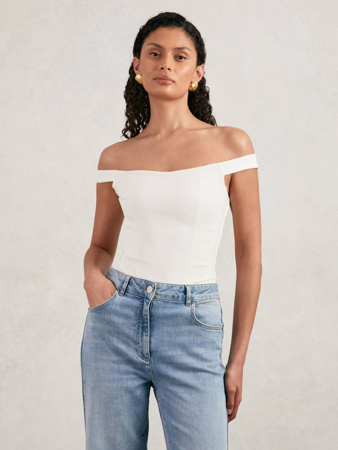 Reiss Best Seller - Scuba Corset Bodysuit in White