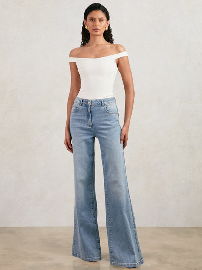 Reiss Best Seller - Scuba Corset Bodysuit in White