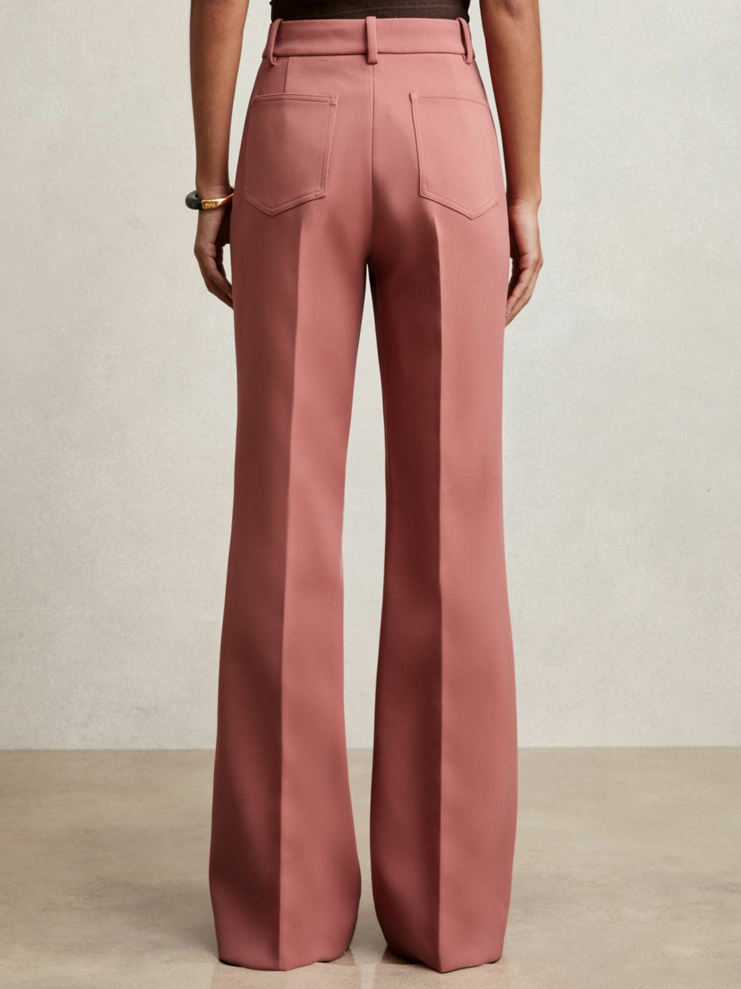 Reiss Twill Patch-Pocket Flared Trousers in Pink