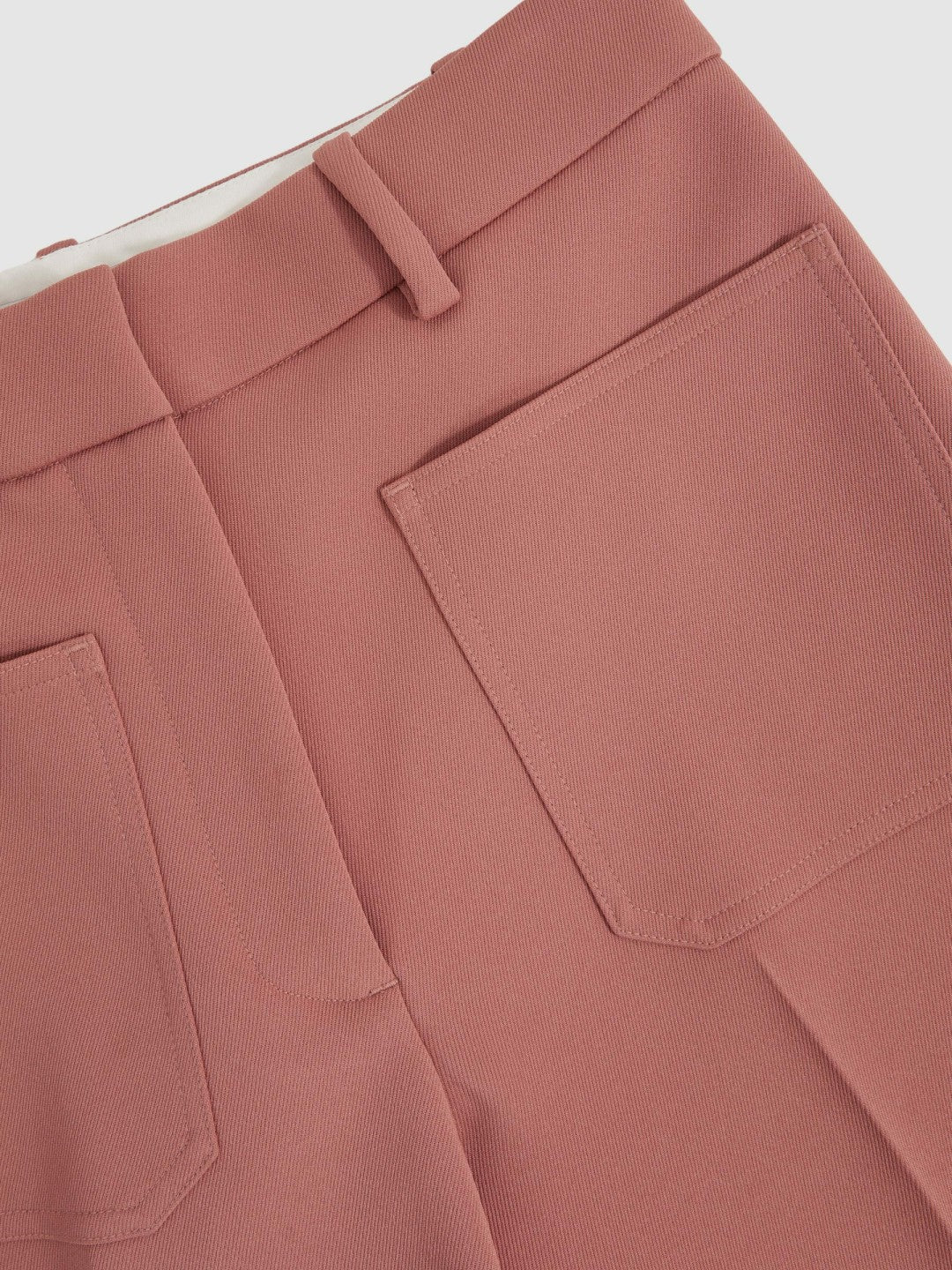 Reiss Twill Patch-Pocket Flared Trousers in Pink