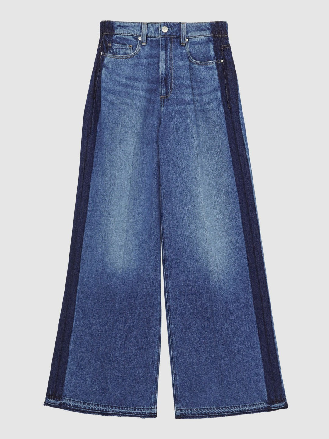 Reiss Affordable - Paige Side Stripe Wide Leg Jeans in Navy/Blue Stripe
