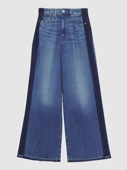 Reiss Affordable - Paige Side Stripe Wide Leg Jeans in Navy/Blue Stripe