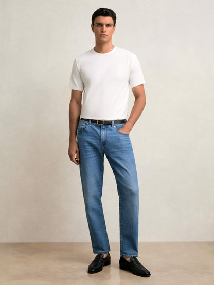 Reiss Deal - Stretch-Cotton Crew-Neck T-Shirt in White