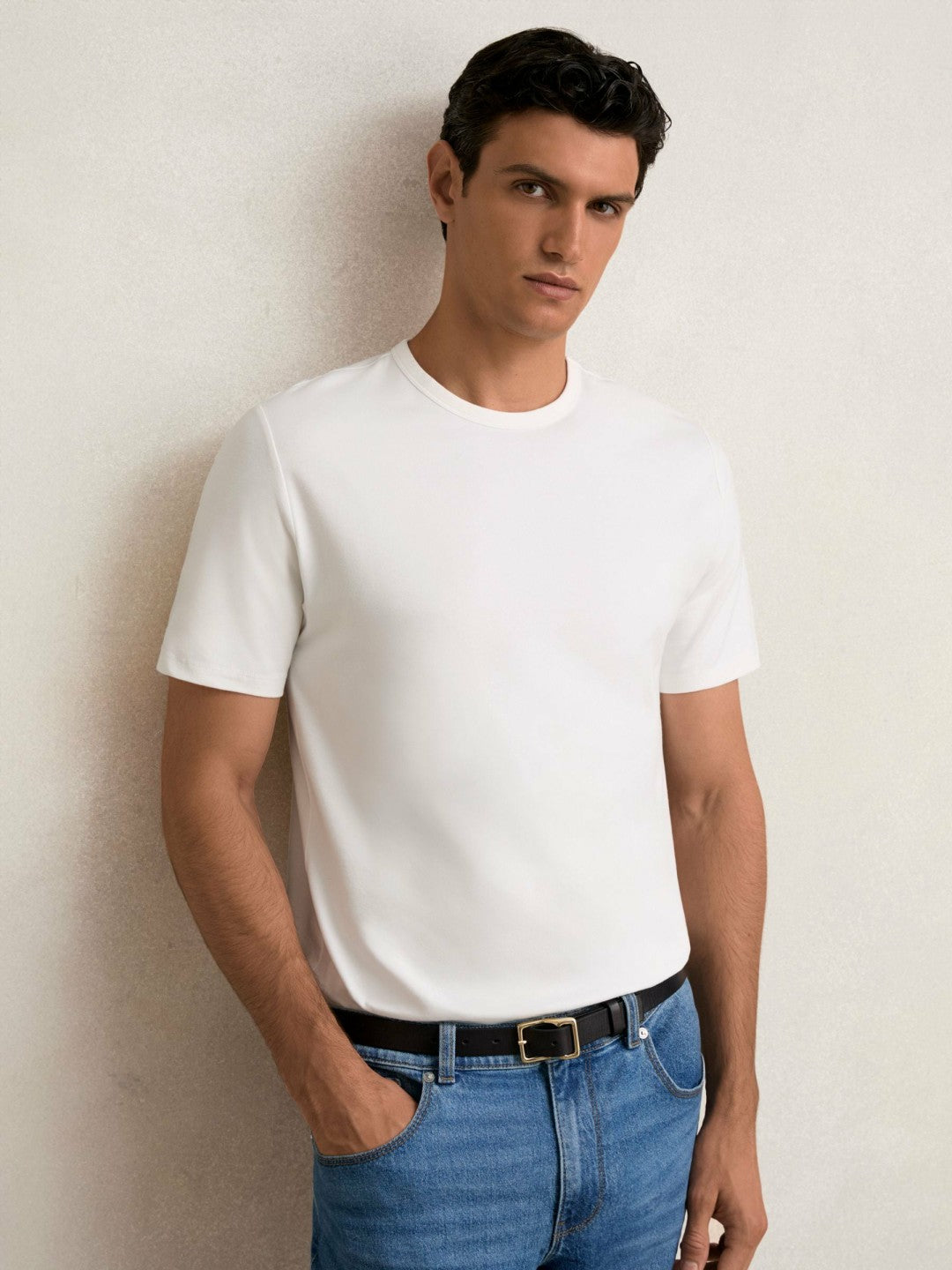 Reiss Deal - Stretch-Cotton Crew-Neck T-Shirt in White