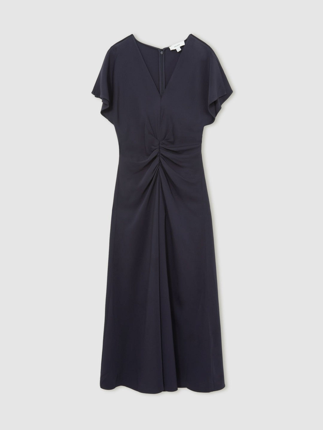 Reiss Featured - Petite Ruched-Front Midi Dress in Navy
