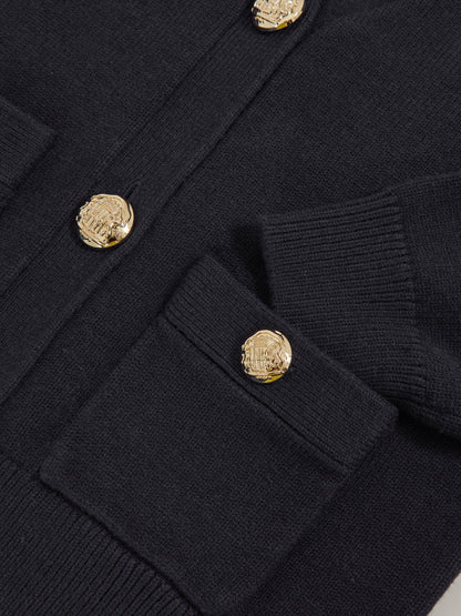 Reiss Offer - 3-9 yrs Knitted Embossed-Button Cardigan in Navy