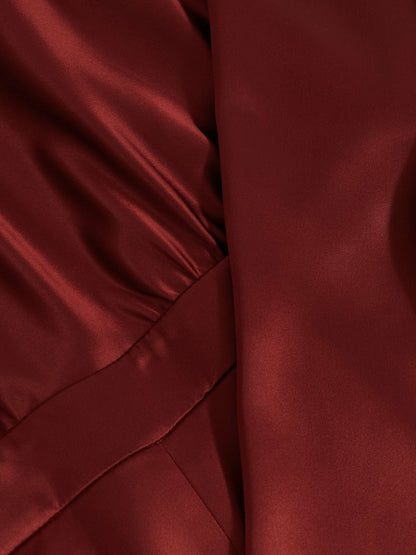 Reiss Savings - Satin Cape-Sash Jumpsuit in Dark Red